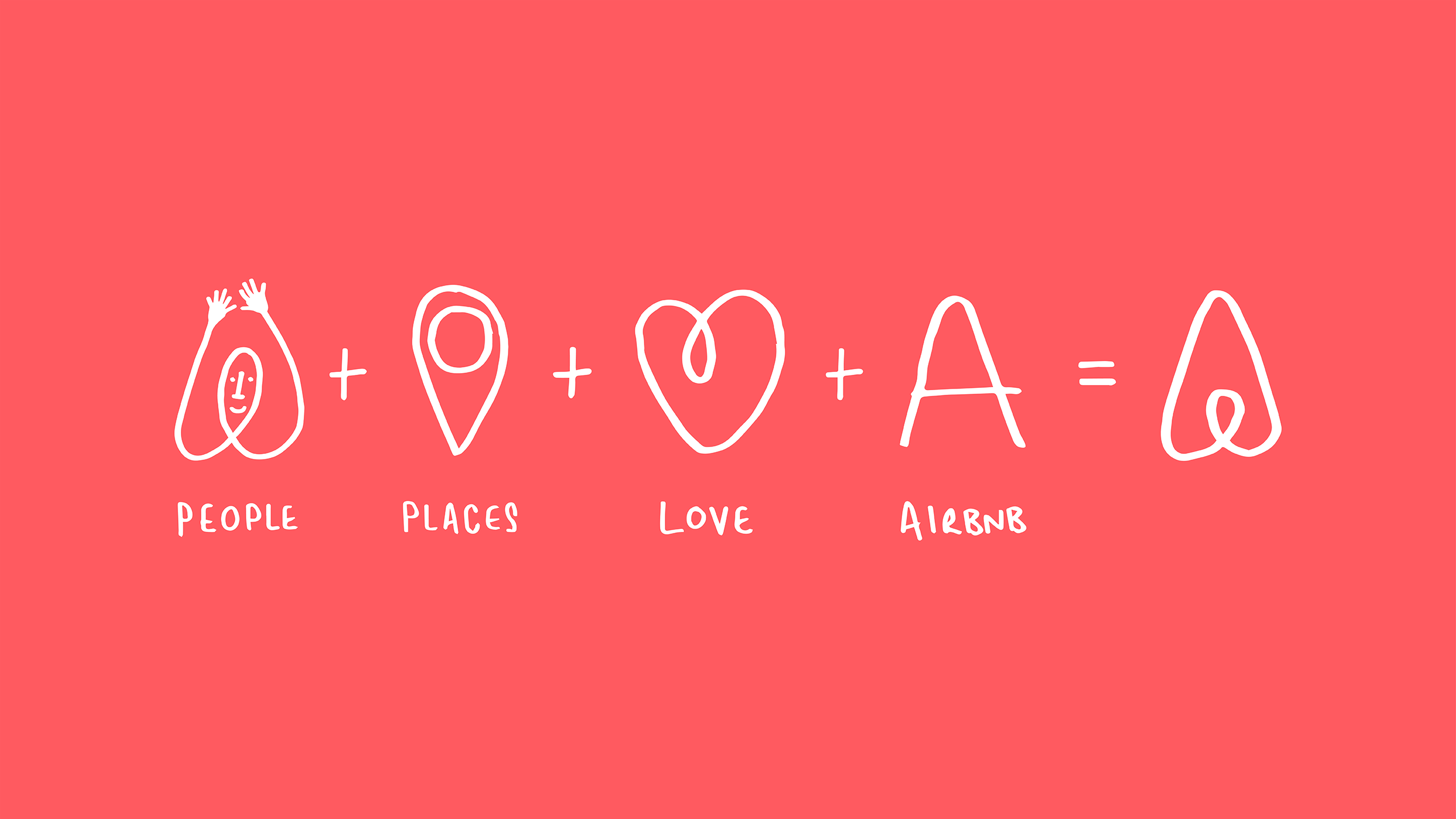O gif é divido em três momentos, o primeiro mostra o rascunho do logo da airbnb apelidado de “belo”, o segundo mostra figuras que representam pessoas, lugares, amor, e A (de airbnb), e o terceiro o logo oficial da marca